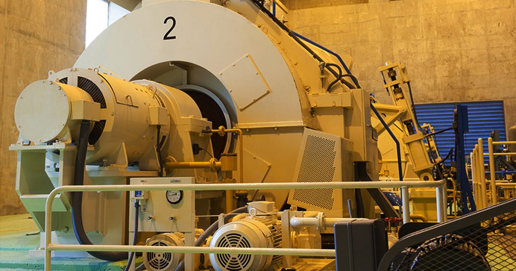 Close-up of rotary equipment maintenance in a manufacturing plant